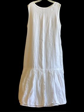 Not Perfect Linen Sleeveless White Tiered Cotton Maxi Dress size L